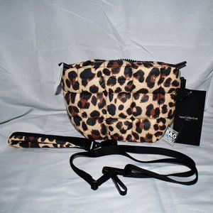 VeeCollective Porter Water-Resistant Leopard Nylon Clutch Bag #117-200-376 NWT